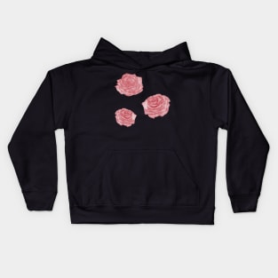 Pink watercolor roses stickers Kids Hoodie